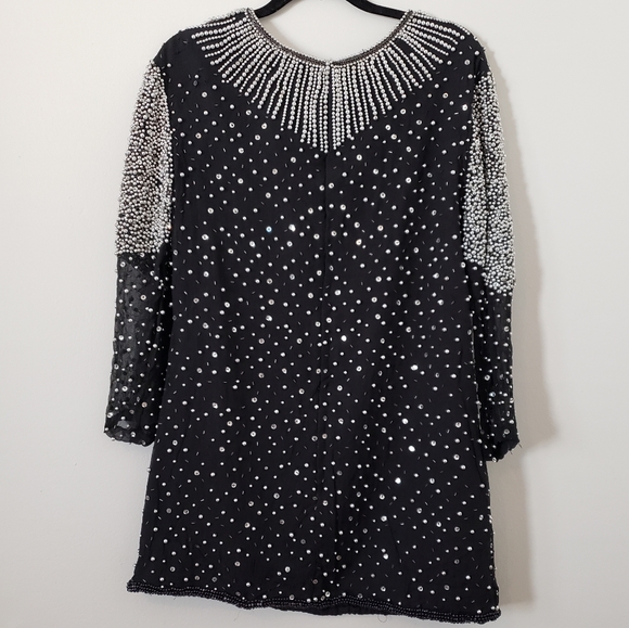 Vintage 1980s Silk Beaded Shift Dress - Picture 2 of 15